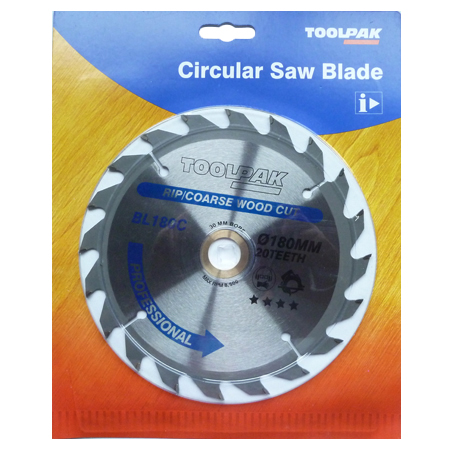 TCT Circular Saw Blade 180mm x 30mm x 20T Professional Toolpak 